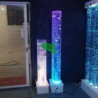 floor standing sensory led round water bubble column lamp for kid