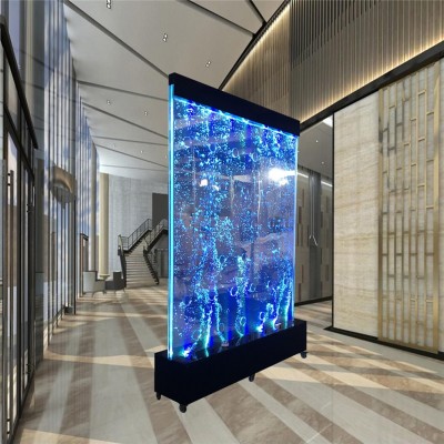 Custom freestanding panel water bubble RGB color changing lighted sliding room dividing screen