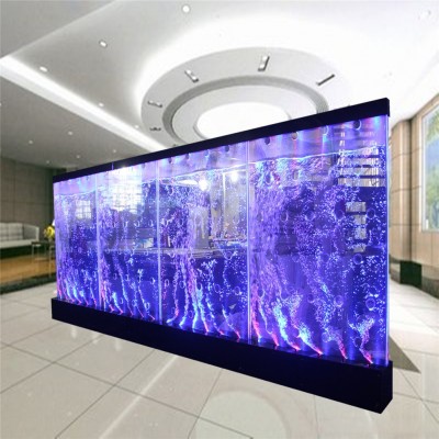 Custom interior acrylic water features screen partition led dancing air water bubble wall