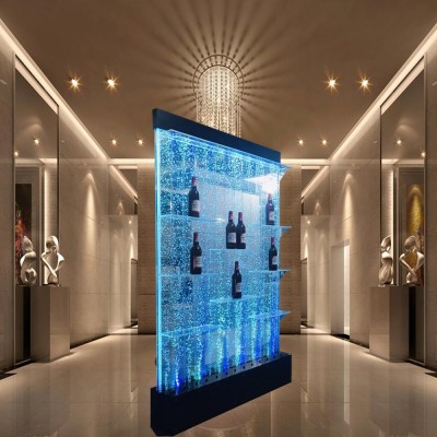 Acrylic dancing water bubble LED freestanding bar wall display shelf